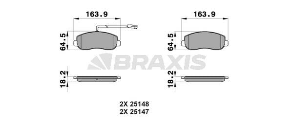 Braxis AB0199 Гальмівні колодки, комплект AB0199: Купити в Україні - Добра ціна на EXIST.UA!