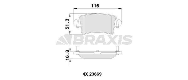 Braxis AB0113 Гальмівні колодки, комплект AB0113: Купити в Україні - Добра ціна на EXIST.UA!