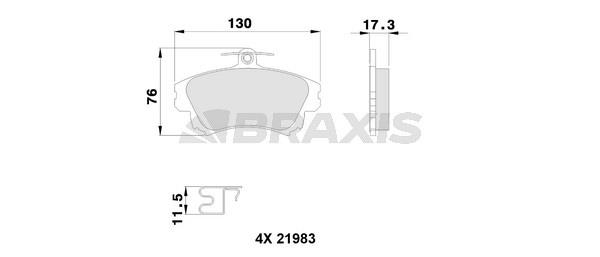 Braxis AB0112 Гальмівні колодки, комплект AB0112: Купити в Україні - Добра ціна на EXIST.UA!