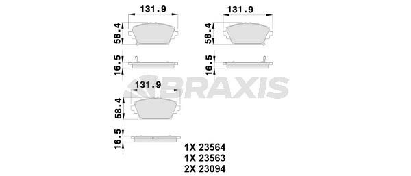 Braxis AB0106 Гальмівні колодки, комплект AB0106: Купити в Україні - Добра ціна на EXIST.UA!