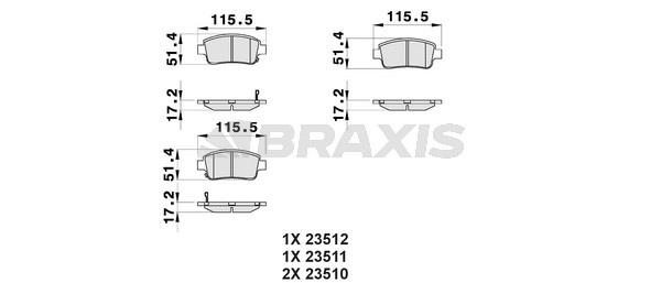 Braxis AB0036 Гальмівні колодки, комплект AB0036: Купити в Україні - Добра ціна на EXIST.UA!