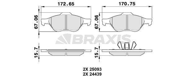 Braxis AA0340 Гальмівні колодки, комплект AA0340: Купити в Україні - Добра ціна на EXIST.UA!