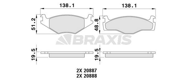 Braxis AA0065 Гальмівні колодки, комплект AA0065: Купити в Україні - Добра ціна на EXIST.UA!