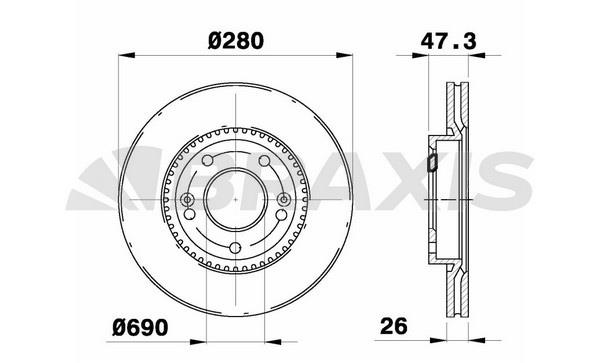 Braxis AE0692 Диск гальмівний передній вентильований AE0692: Купити в Україні - Добра ціна на EXIST.UA!