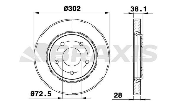 Braxis AE0555 Диск гальмівний передній вентильований AE0555: Купити в Україні - Добра ціна на EXIST.UA!