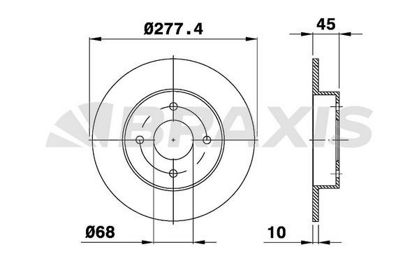 AE0420 Braxis Диск гальмівний задній невентильований