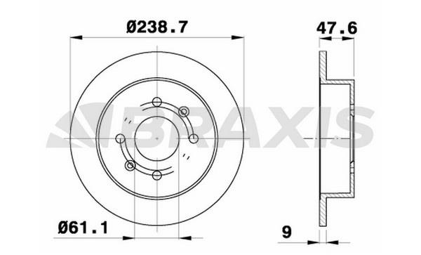 Braxis AE0280 Диск гальмівний задній невентильований AE0280: Купити в Україні - Добра ціна на EXIST.UA!