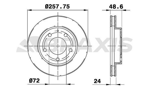 Braxis AE0215 Диск гальмівний передній вентильований AE0215: Купити в Україні - Добра ціна на EXIST.UA!