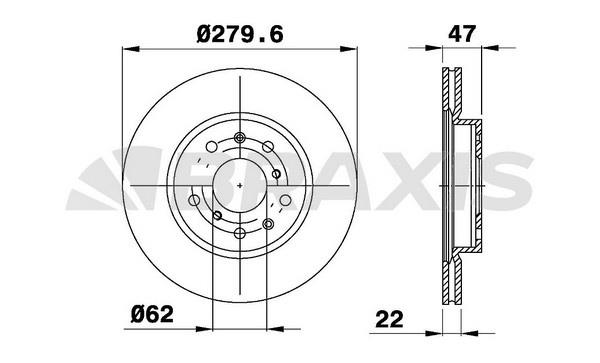 Braxis AE0173 Диск гальмівний передній вентильований AE0173: Купити в Україні - Добра ціна на EXIST.UA!