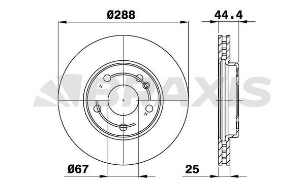 Braxis AE0155 Диск гальмівний передній вентильований AE0155: Купити в Україні - Добра ціна на EXIST.UA!