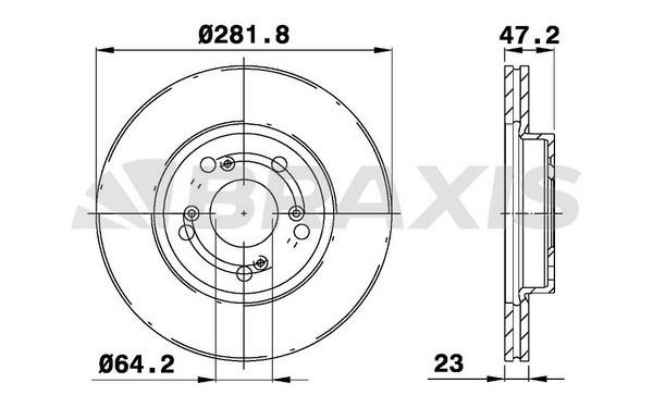 Braxis AE0148 Диск гальмівний передній вентильований AE0148: Купити в Україні - Добра ціна на EXIST.UA!