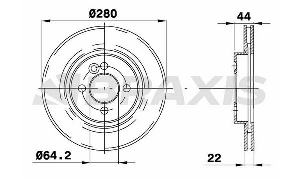 Braxis AE0111 Диск гальмівний передній вентильований AE0111: Купити в Україні - Добра ціна на EXIST.UA!