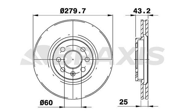 Braxis AE0109 Диск гальмівний передній вентильований AE0109: Купити в Україні - Добра ціна на EXIST.UA!