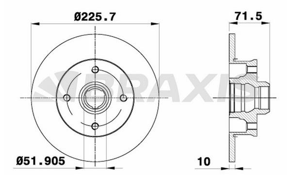 AD1014 Braxis Тормозной диск задний невентилируемый