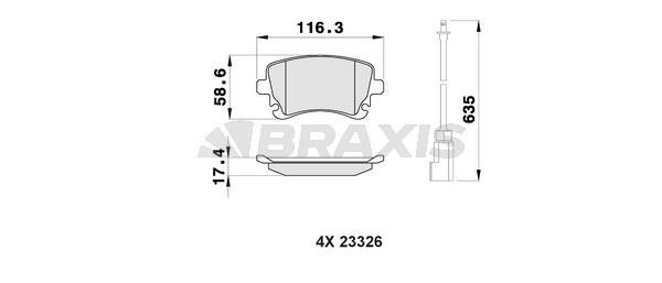 Braxis AB0448 Гальмівні колодки, комплект AB0448: Купити в Україні - Добра ціна на EXIST.UA!