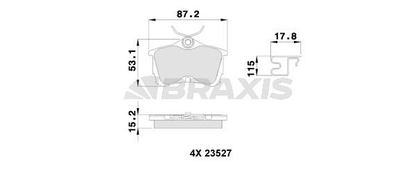 Braxis AB0231 Гальмівні колодки, комплект AB0231: Купити в Україні - Добра ціна на EXIST.UA!
