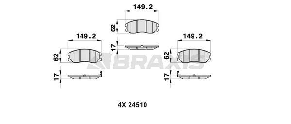 Braxis AB0172 Гальмівні колодки, комплект AB0172: Купити в Україні - Добра ціна на EXIST.UA!