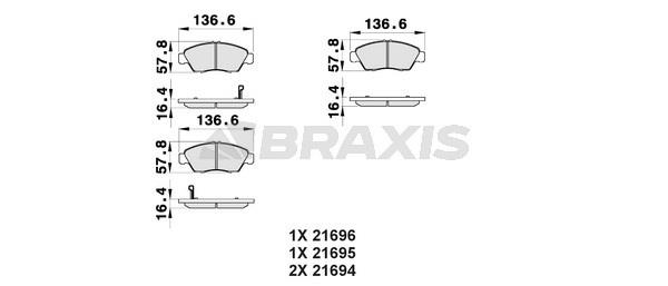 Braxis AB0170 Гальмівні колодки, комплект AB0170: Купити в Україні - Добра ціна на EXIST.UA!
