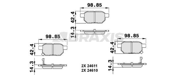 Braxis AB0138 Гальмівні колодки, комплект AB0138: Купити в Україні - Добра ціна на EXIST.UA!