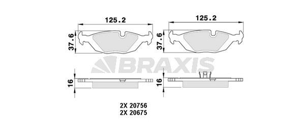Braxis AA0361 Гальмівні колодки, комплект AA0361: Купити в Україні - Добра ціна на EXIST.UA!