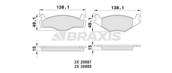 Braxis AA0167 Гальмівні колодки, комплект AA0167: Купити в Україні - Добра ціна на EXIST.UA!