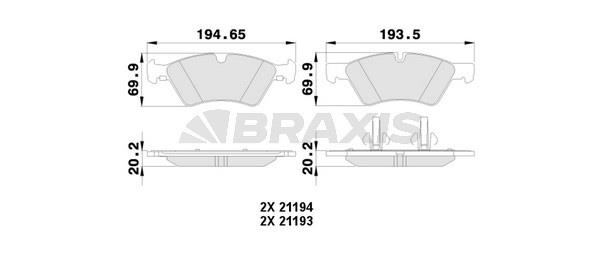 Braxis AA0123 Гальмівні колодки, комплект AA0123: Купити в Україні - Добра ціна на EXIST.UA!