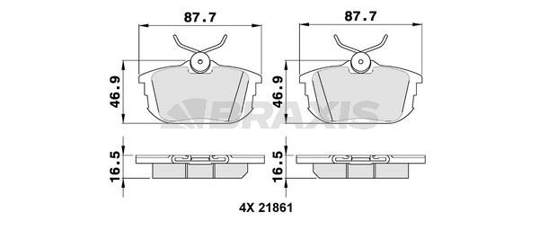 Braxis AA0093 Гальмівні колодки, комплект AA0093: Приваблива ціна - Купити в Україні на EXIST.UA!