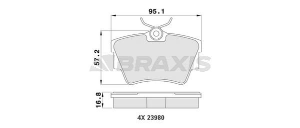 Braxis AA0070 Гальмівні колодки, комплект AA0070: Купити в Україні - Добра ціна на EXIST.UA!
