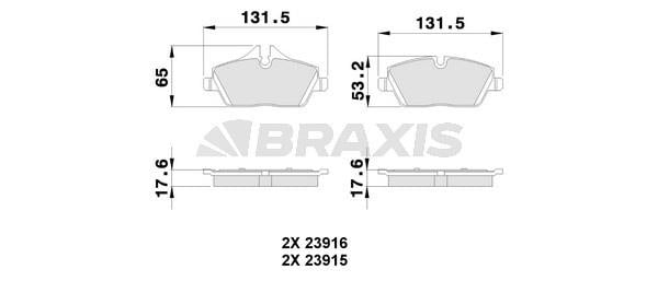 Braxis AA0031 Гальмівні колодки, комплект AA0031: Приваблива ціна - Купити в Україні на EXIST.UA!