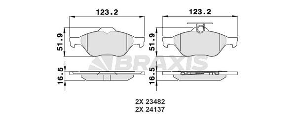 Braxis AA0022 Гальмівні колодки, комплект AA0022: Купити в Україні - Добра ціна на EXIST.UA!