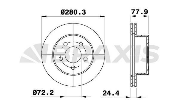 Braxis AE0723 Диск гальмівний передній вентильований AE0723: Купити в Україні - Добра ціна на EXIST.UA!