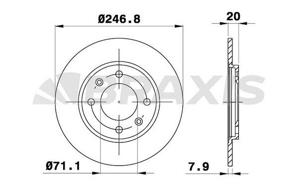 Braxis AE0649 Диск гальмівний задній невентильований AE0649: Купити в Україні - Добра ціна на EXIST.UA!