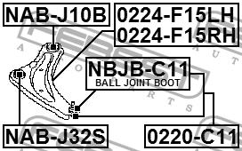 Важіль підвіски передній нижній правий Febest 0224-F15RH