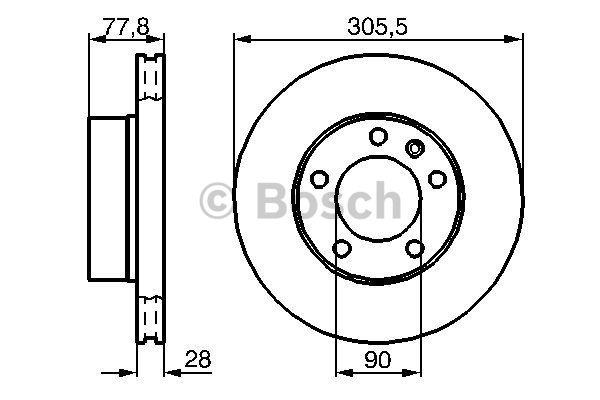 Диск гальмівний передній вентильований Bosch 0 986 479 001