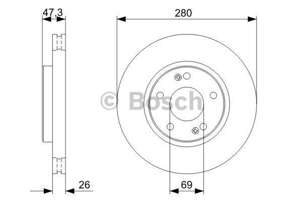 Bosch Диск гальмівний передній вентильований – ціна 1714 UAH