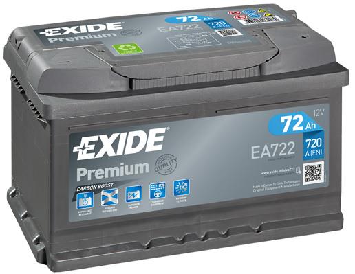 Батарея аккумуляторная Exide Premium 12В 72Ач 720A(EN) R+ Exide EA722