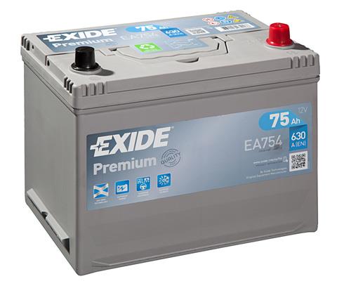Батарея аккумуляторная Exide Premium 12В 75Ач 630А(EN) R+ Exide EA754