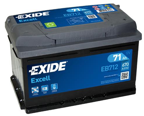 Exide EB712 Акумулятор Exide Excell 12В 71Ач 670А(EN) R+ EB712: Приваблива ціна - Купити в Україні на EXIST.UA!