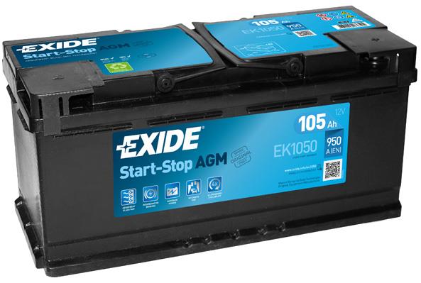 Батарея аккумуляторная Exide Start-Stop AGM 12В 105Ач 950A(EN) R+ Exide EK1050