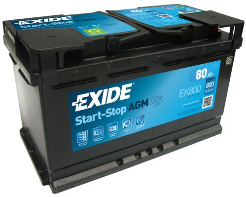 Батарея аккумуляторная Exide Start-Stop AGM 12В 80Ач 800А(EN) R+ Exide EK800