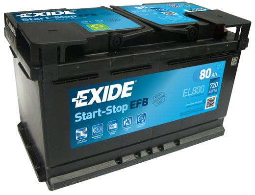 Exide EL800 Акумулятор Exide Start-Stop EFB 12В 80Ач 720А(EN) R+ EL800: Приваблива ціна - Купити в Україні на EXIST.UA!
