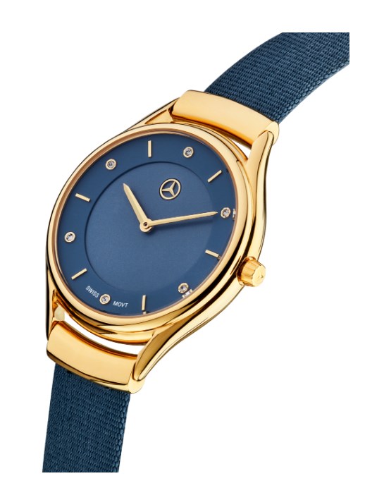 Жіночий наручний годинник Mercedes-Benz Women’s Watch, Fashion Gold, Yellow gold-coloured&#x2F;Blue Mercedes B6 6 95 3564