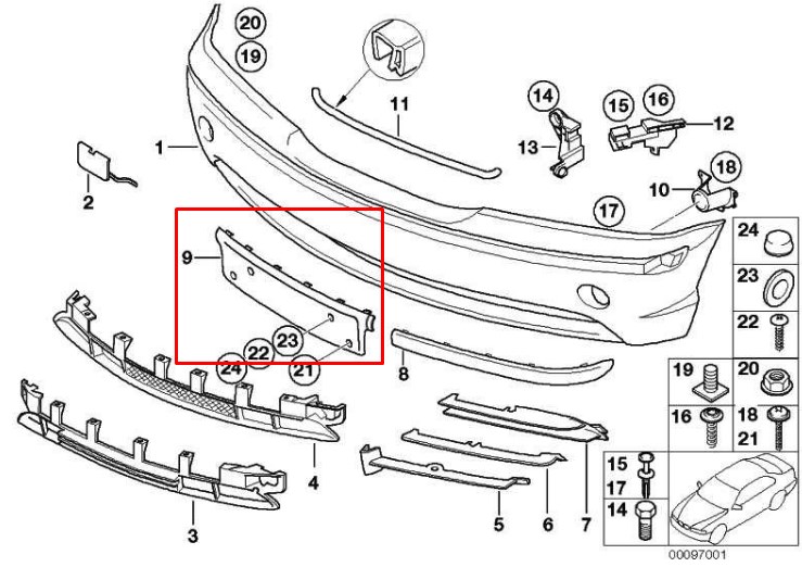 Кронштейн рамки номерного знака BMW 51 11 7 030 592