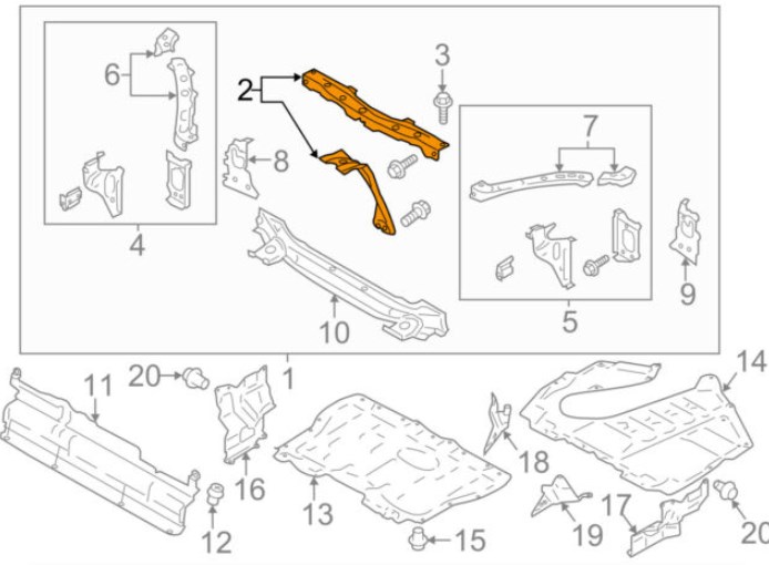 SU00307361 Toyota Крепление радиатора