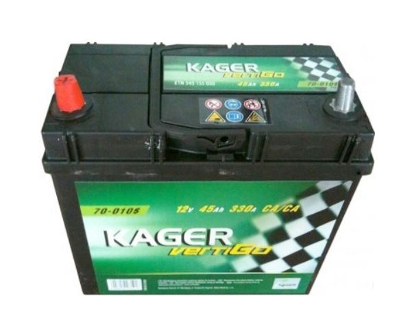 Kager 70-0105 Акумулятор Kager 12В 45Ач 330А(EN) L+ 700105: Приваблива ціна - Купити в Україні на EXIST.UA!
