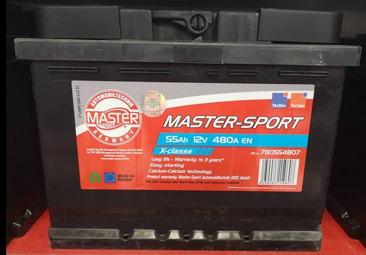 Master-sport 750554802 Акумулятор Master-sport 12В 55Ач 480А(EN) R+ 750554802: Купити в Україні - Добра ціна на EXIST.UA!