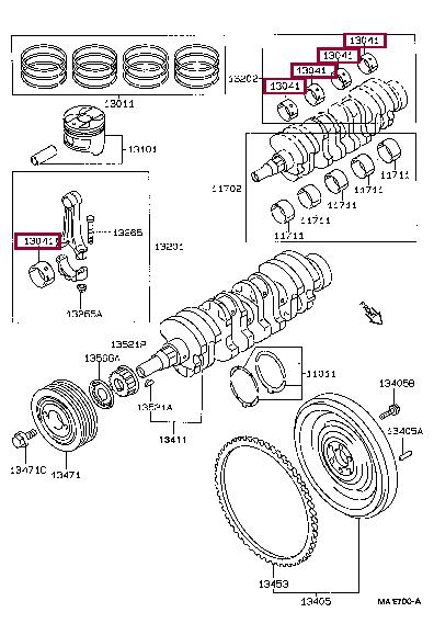 Toyota 13041-15031-02 Вкладиш шатунний 130411503102: Приваблива ціна - Купити в Україні на EXIST.UA!