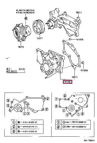 Toyota 16100-69377 Помпа водяная 1610069377: Отличная цена - Купить в Украине на EXIST.UA! 1610069377 Toyota Помпа водяная