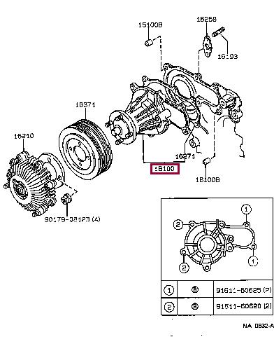 Toyota 16100-79117 Помпа водяная 1610079117: Отличная цена - Купить в Украине на EXIST.UA! 1610079117 Toyota Помпа водяная
