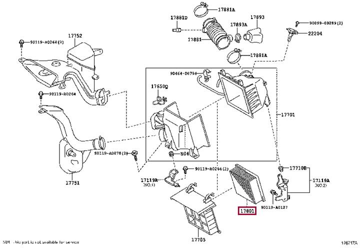 Toyota 17801-0P050 Повітряний фільтр 178010P050: Купити в Україні - Добра ціна на EXIST.UA!